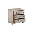 Taran Designs Monte Floral Carved Solid Wood 3-Drawers Nightstand in Gray