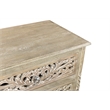 Taran Designs Monte Floral Carved Solid Wood 3-Drawers Nightstand in Gray