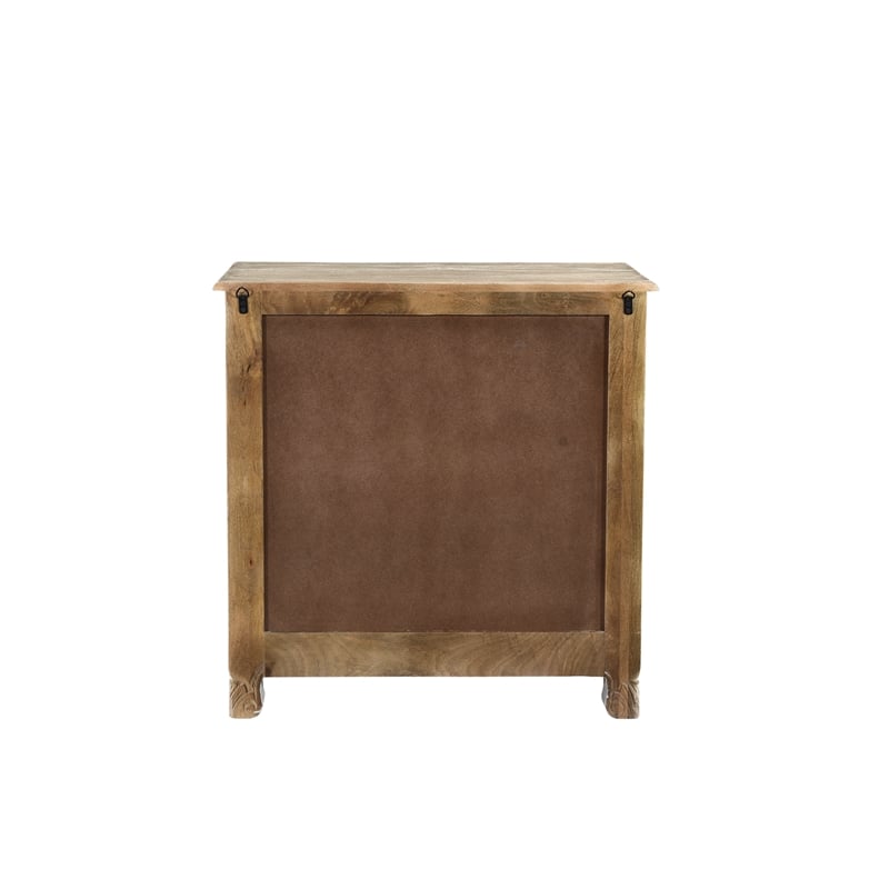 Taran Designs Monte Floral Carved Solid Wood 3-Drawers Nightstand in Gray