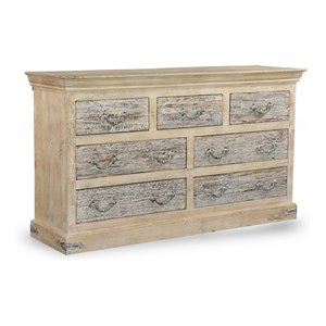 Taran Designs Baker 7-drawer Solid Wood Dresser in Whitewash