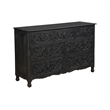 Taran Designs Monte 7-drawer Floral Carved Solid Wood Dresser in Black