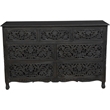 Taran Designs Monte 7-drawer Floral Carved Solid Wood Dresser in Black