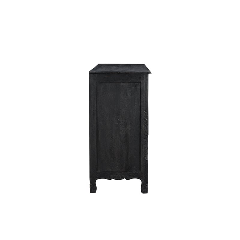 Taran Designs Monte 7-drawer Floral Carved Solid Wood Dresser in Black