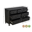 Taran Designs Monte 7-drawer Floral Carved Solid Wood Dresser in Black