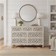 Taran Designs Monte 7-drawer Floral Carved Solid Wood Dresser in White