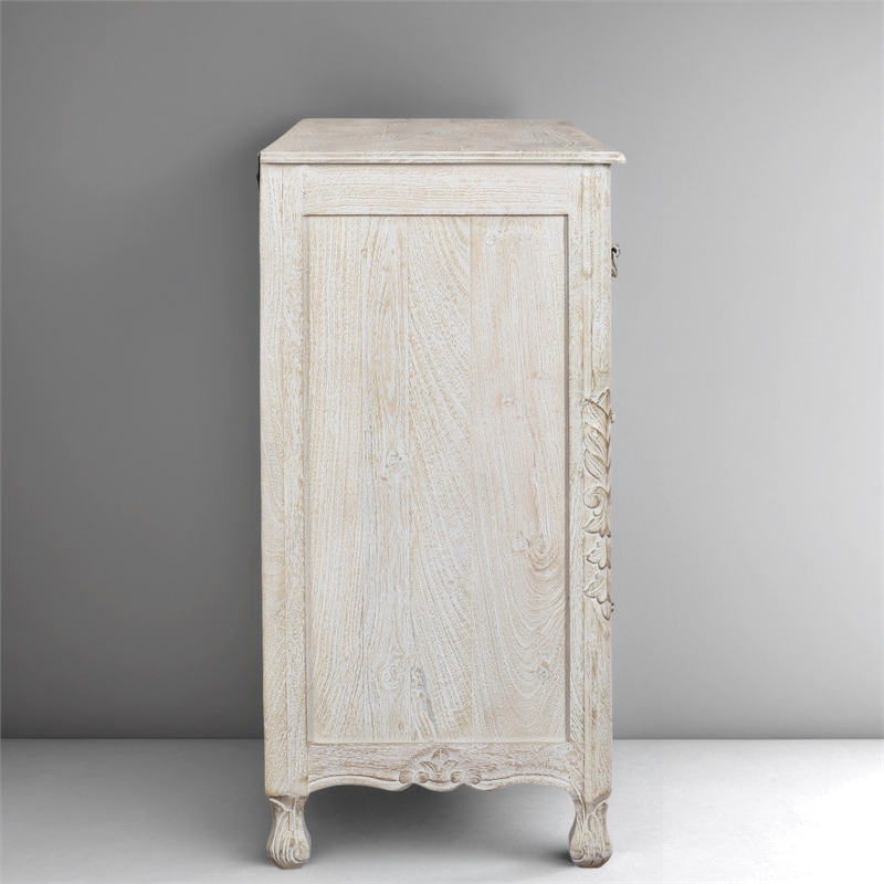 Taran Designs Monte 7-drawer Floral Carved Solid Wood Dresser in White