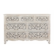 Taran Designs Monte 7-drawer Floral Carved Solid Wood Dresser in White