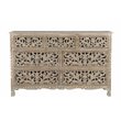 Taran Designs Monte 7-drawer Floral Carved Solid Wood Dresser in Gray
