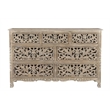 Taran Designs Monte 7-drawer Floral Carved Solid Wood Dresser in Gray
