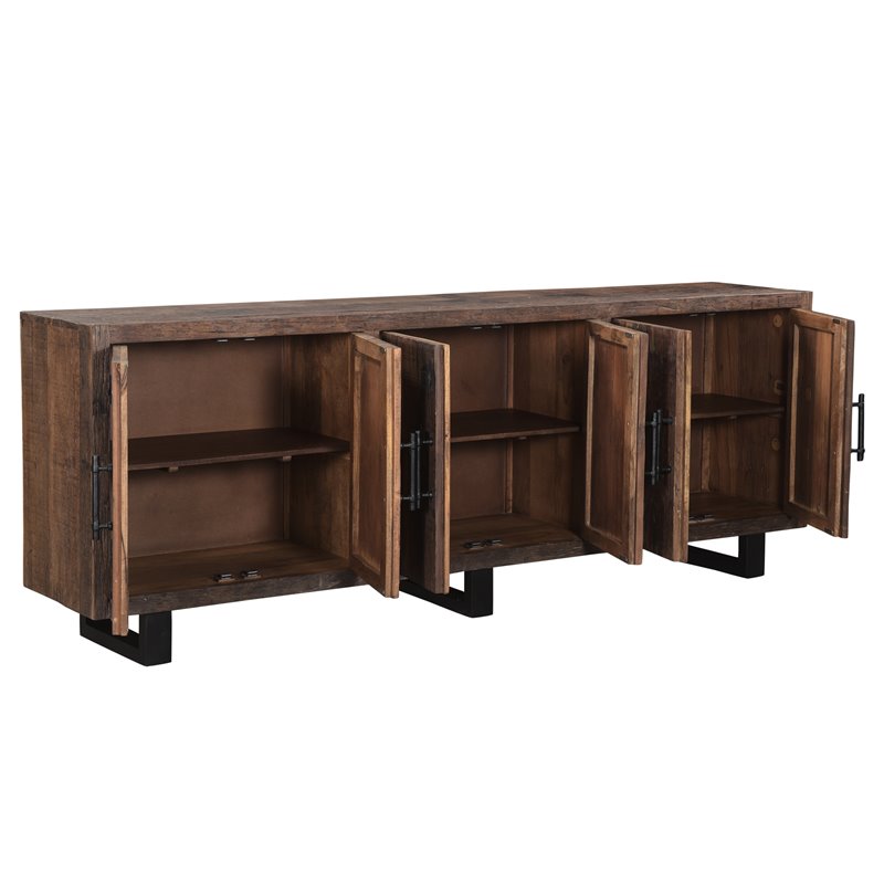 Taran Designs Cedric 6-door Solid Wood Sideboard in Dark Brown/Black