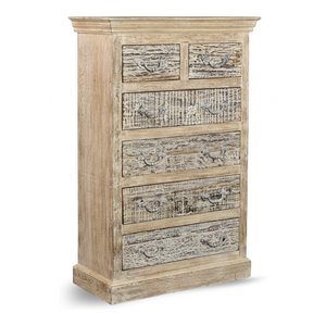 taran designs baker 6-drawer farmhouse recycled & mango wood chest in natural