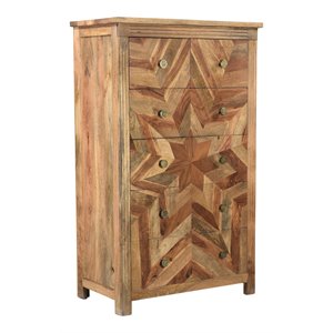 taran designs carla chevron 6-drawer farmhouse wood chest in brown
