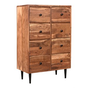 taran designs harper live edge 8-drawer mid-century wood chest in brown/black