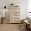 Taran Designs Monte 6-drawer Floral Carved Solid Wood Chest in White