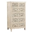 Taran Designs Monte 6-drawer Floral Carved Solid Wood Chest in White