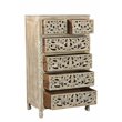 Taran Designs Monte 6-drawer Floral Carved Solid Wood Chest in Gray