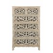 Taran Designs Monte 6-drawer Floral Carved Solid Wood Chest in Gray