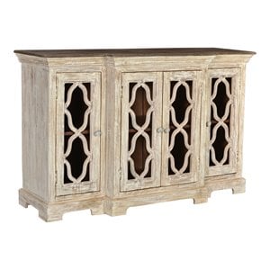 Taran Designs Julia 4-door Carved Solid Wood Sideboard in White