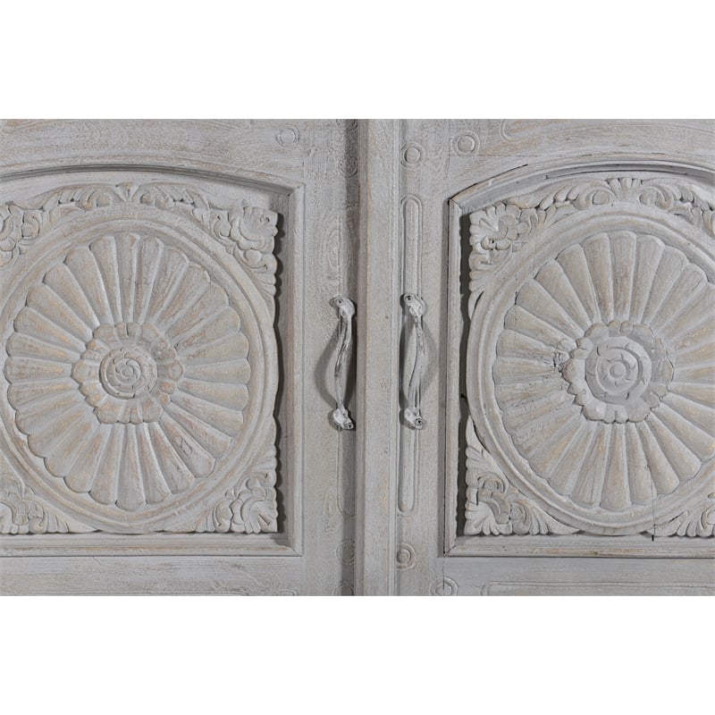 Taran Designs Monte 4-drawer 4-door Carved Solid Wood Sideboard in Gray