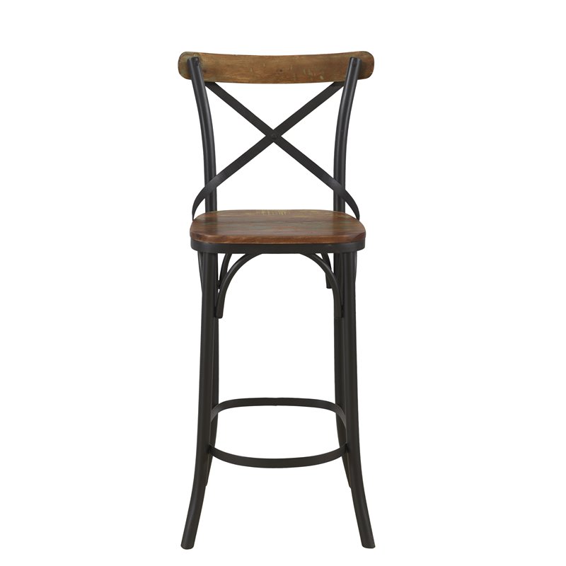 Taran Designs Preston Solid Wood Bar Stools (Set of 2) in Brown/Black