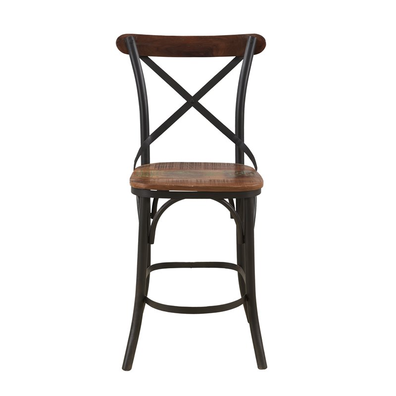 Taran Designs Preston Solid Wood Counter Stools (Set of 2) in Brown/Black