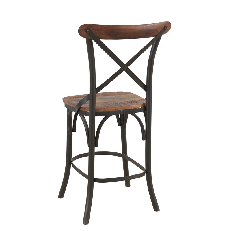 Taran Designs Preston Solid Wood Counter Stools (Set of 2) in Brown/Black