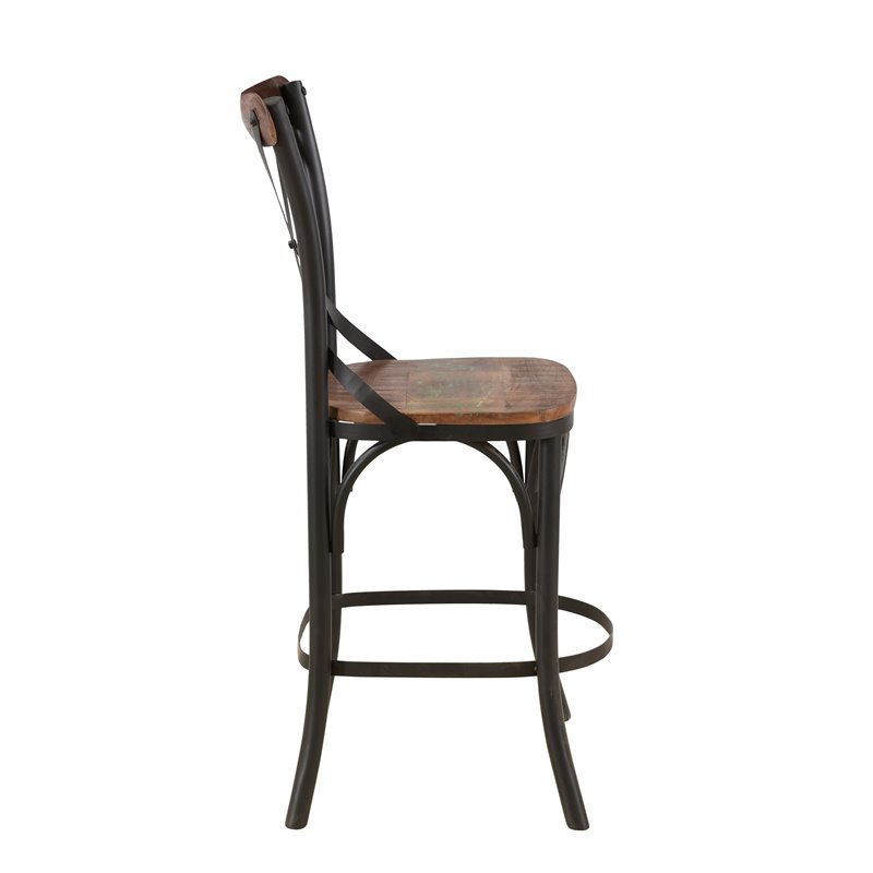 Taran Designs Preston Solid Wood Counter Stools (Set of 2) in Brown/Black