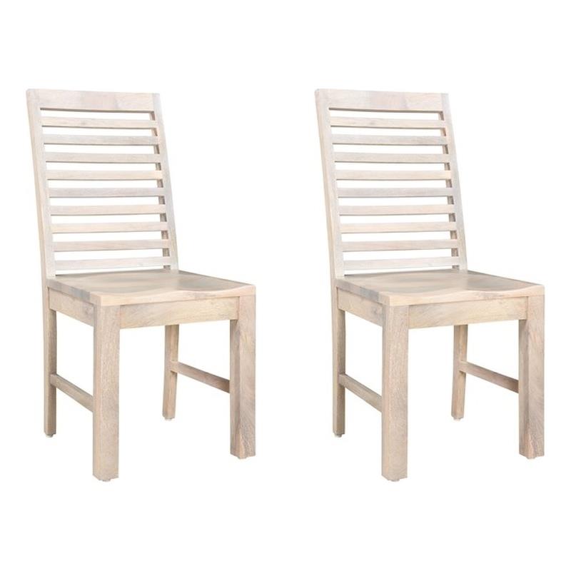 Taran Designs Maria Solid Wood Dining Chairs in White (Set of 2)