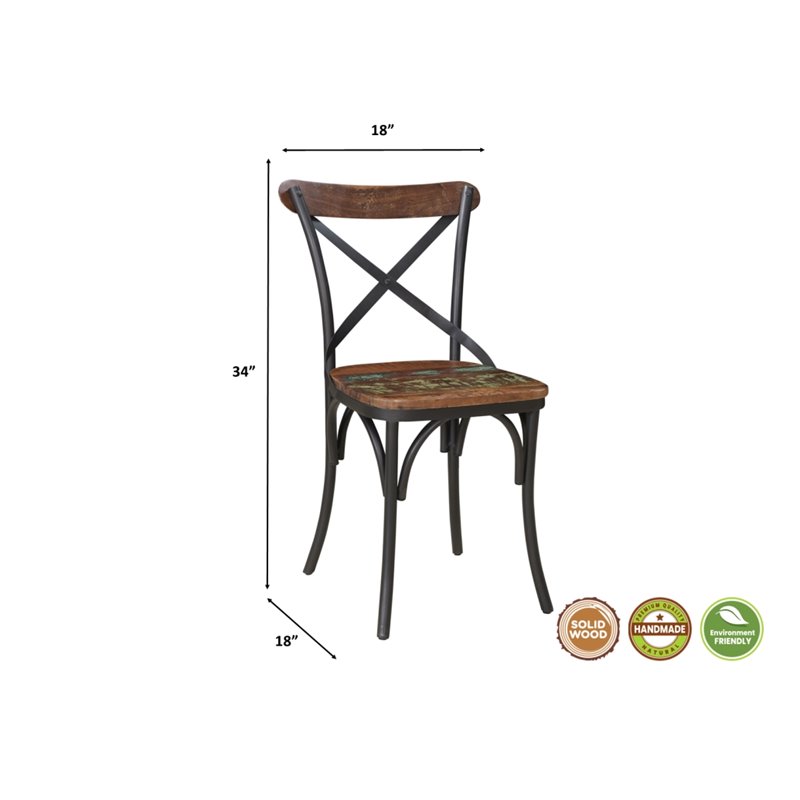 Taran Designs Preston Solid Wood Dining Chairs (Set of 2) in Brown/Black