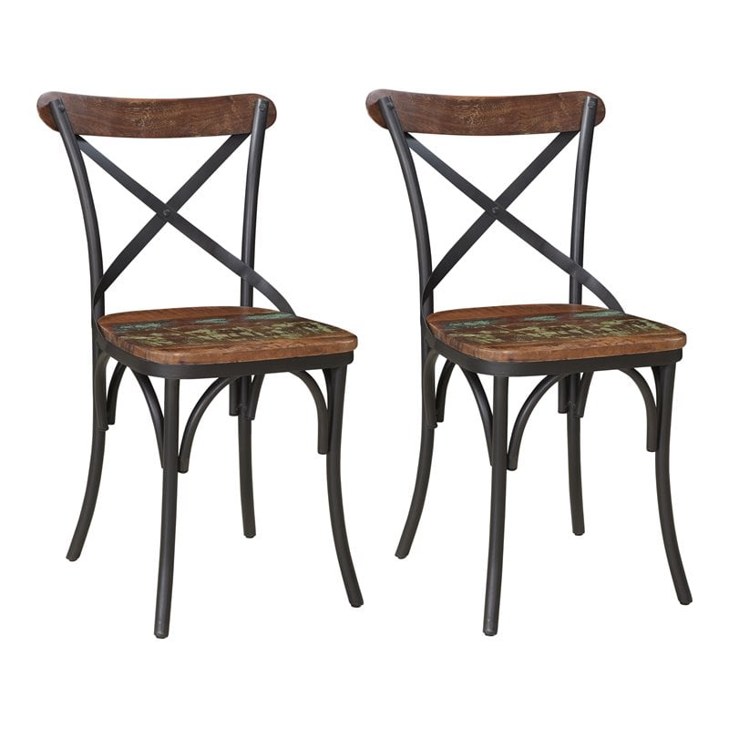 Taran Designs Preston Solid Wood Dining Chairs (Set of 2) in Brown/Black