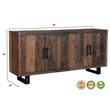 Taran Designs Cedric 4-door Solid Wood Sideboard in Dark Brown/Black