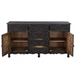 Taran Designs Monte 6-drawer 2-door Carved Solid Wood Sideboard in Black