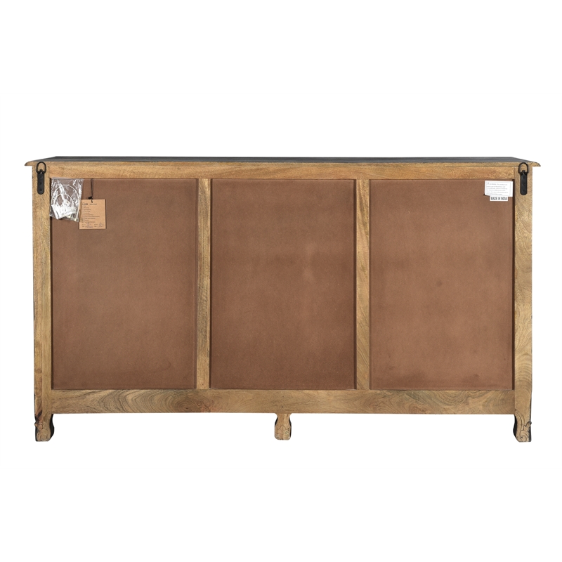 Taran Designs Monte 6-drawer 2-door Carved Solid Wood Sideboard in Black