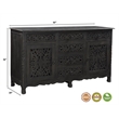 Taran Designs Monte 6-drawer 2-door Carved Solid Wood Sideboard in Black