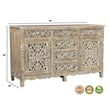 Taran Designs Monte 6-drawer 2-door Carved Solid Wood Sideboard in Gray