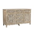 Taran Designs Monte 6-drawer 2-door Carved Solid Wood Sideboard in Gray