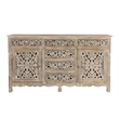 Taran Designs Monte 6-drawer 2-door Carved Solid Wood Sideboard in Gray