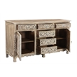 Taran Designs Monte 6-drawer 2-door Carved Solid Wood Sideboard in Gray