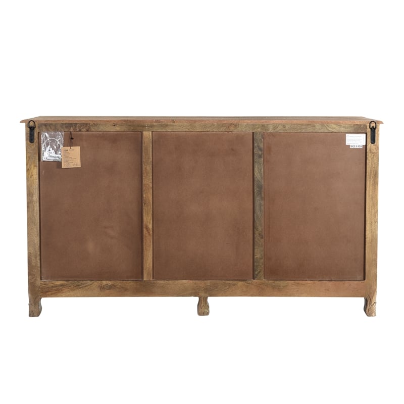 Taran Designs Monte 6-drawer 2-door Carved Solid Wood Sideboard in Gray