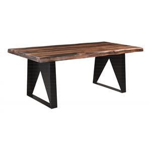 Taran Designs Harper 80&quot Live Edge Solid Wood Dining Table in Dark Brown/Black