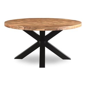 Taran Designs Martin 54&quot Round Solid Wood Dining Table in Brown/Black