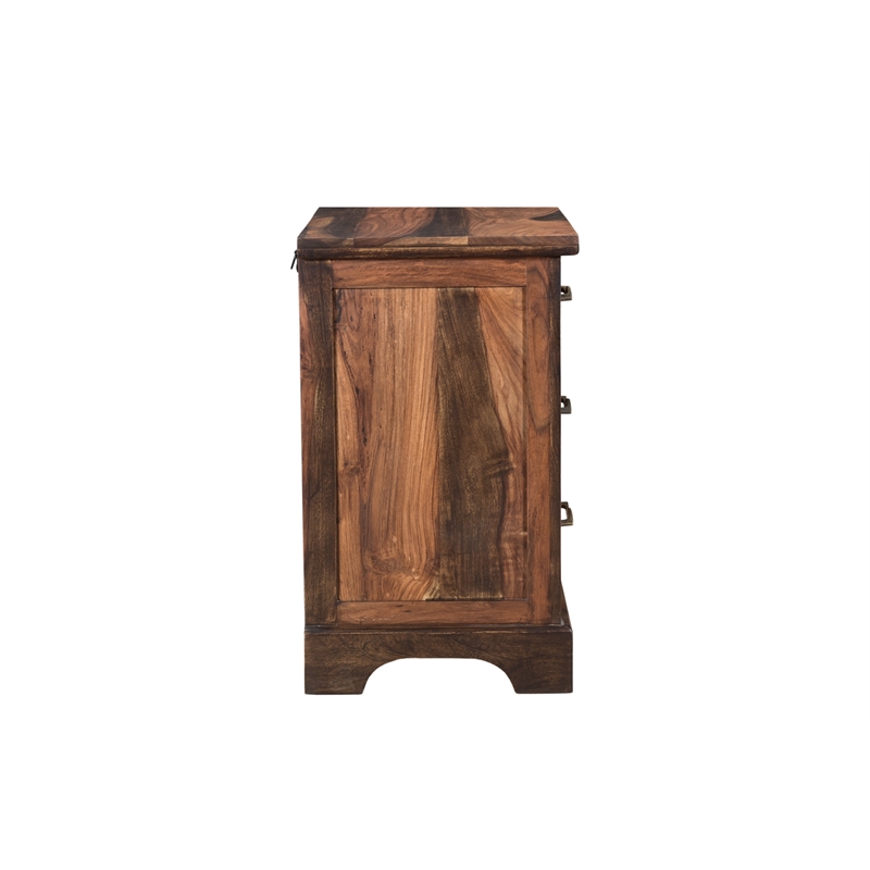 Taran Designs Darcy 3-drawer Live Edge Solid Wood Nightstand in Dark Brown