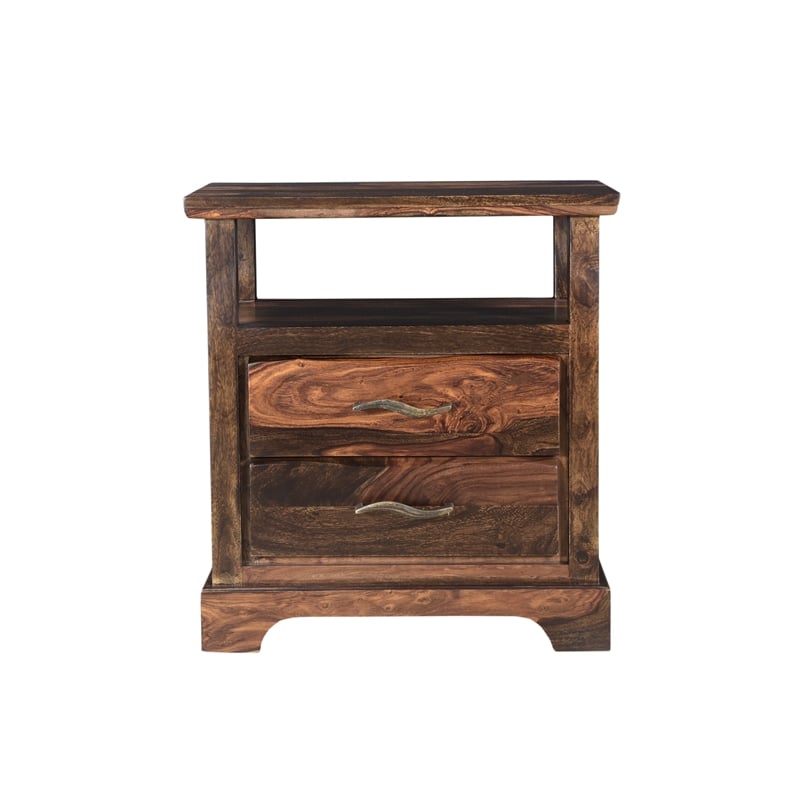 Taran Designs Darcy 2-drawer Live Edge Solid Wood Nightstand in Dark Brown