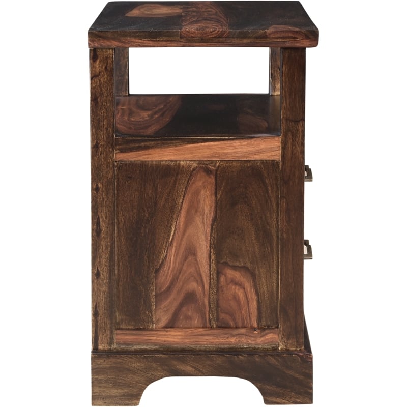 Taran Designs Darcy 2-drawer Live Edge Solid Wood Nightstand in Dark Brown