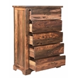 Taran Designs Darcy 5-drawer Live Edge Solid Wood Chest in Dark Brown