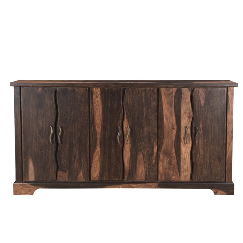 Taran Designs Darcy 6-door Live Edge Solid Wood Sideboard in Dark Brown