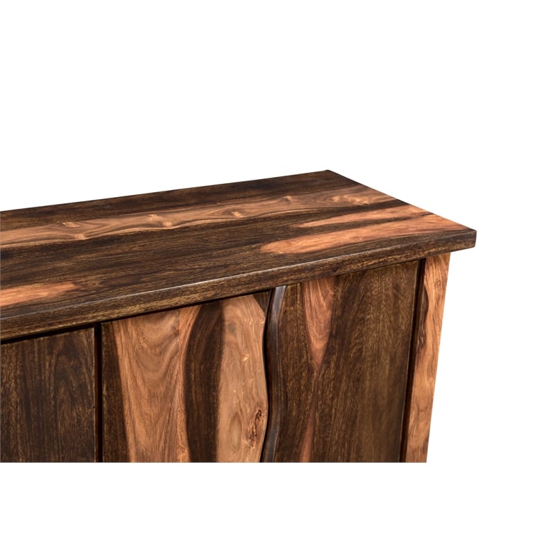 Taran Designs Darcy 6-door Live Edge Solid Wood Sideboard in Dark Brown