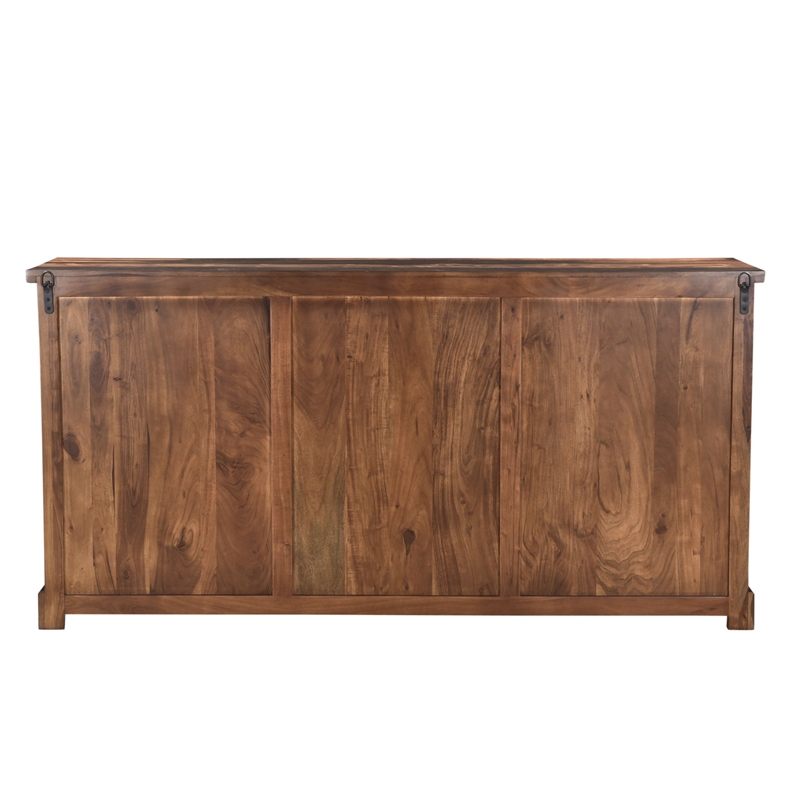 Taran Designs Darcy 6-door Live Edge Solid Wood Sideboard in Dark Brown