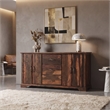 Taran Designs Darcy 3-drawer 4-door Live Edge Solid Wood Sideboard in Dark Brown