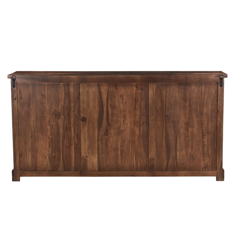 Taran Designs Darcy 3-drawer 4-door Live Edge Solid Wood Sideboard in Dark Brown